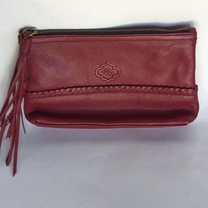 orYANY Cranberry Leather Clutch